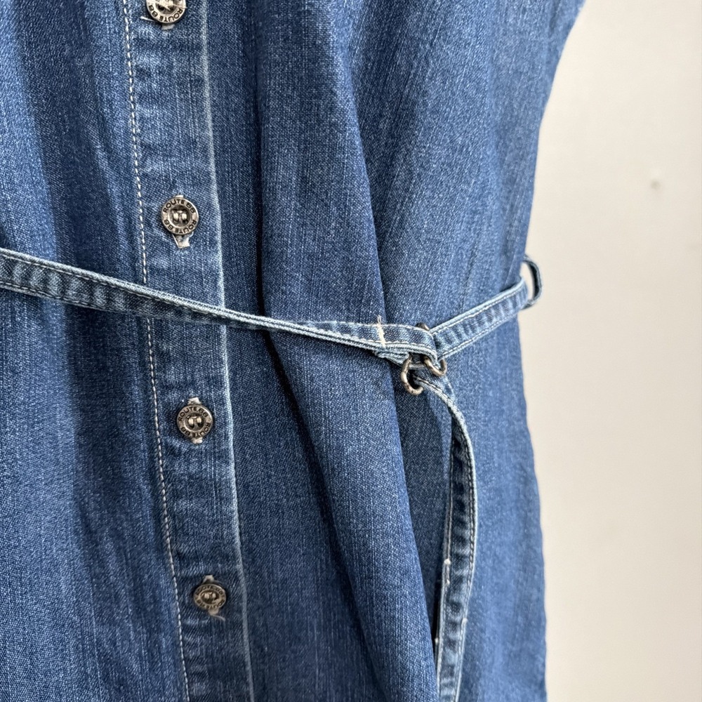 Vintage 90's Denim Jean Sleeveless Button Up Dress. Jumper Route 66. Y2K Large - Picture 3 of 8